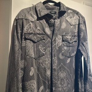 Men gray jean button up!